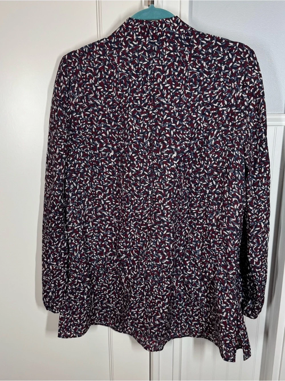 TORY BURCH Silk Red Agate Confetti Drop‎ Waist Tunic Blouse size 6 designer luxe